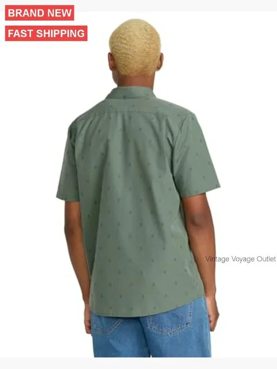 Men's Short Sleeve Button Down Shirt, Lightweight Cotton Blend, Casual Fit